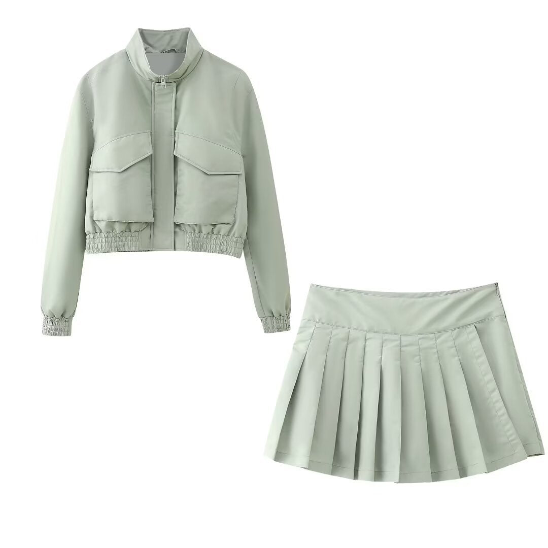 Jamol women's zipper jacket+pants skirt set