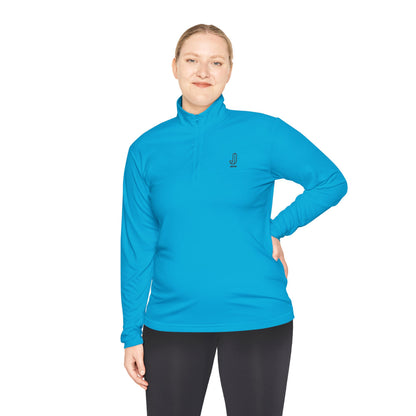 Blue Zip Quarter-Zip Pullover with Small Logo