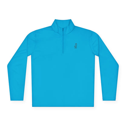 Blue Zip Quarter-Zip Pullover with Small Logo