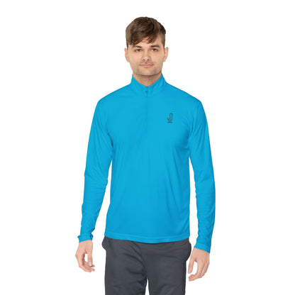 Blue Zip Quarter-Zip Pullover with Small Logo